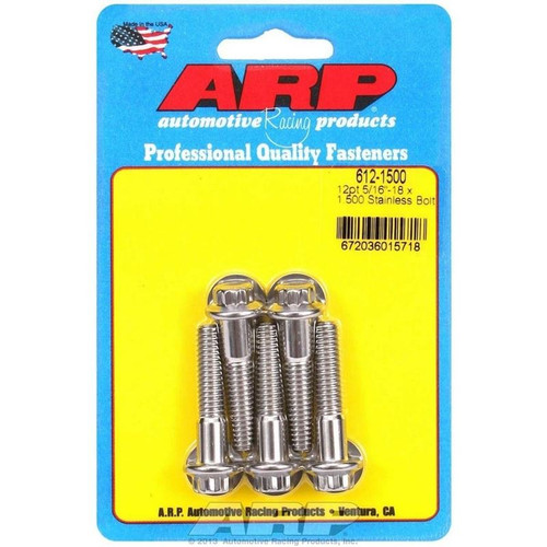 ARP 612-1500 Bolts, 5/16-18 in. 12-Point, Stainless Steel, Polished, RH Thread, Set of 5