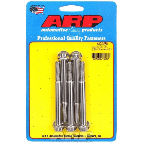 ARP 612-3250 Bolts, 5/16-18 in. 12-Point, Stainless Steel, Polished, RH Thread, Set of 5