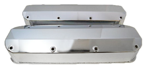 Racing Power Co-Packaged R6355POL Valve Cover, Tall, 4 in Height, Hardware Included, Fabricated Aluminum, Polished, Big Block Ford, Pair