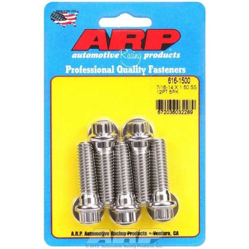 ARP 616-1500 Bolts, 7/16-14 in. 12-Point, Stainless Steel, Polished, RH Thread, Set of 5