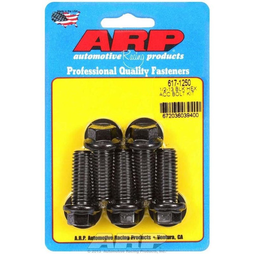 ARP 617-1250 Bolts, 1/2-13 in. Thread, Hex Head, Chromoly, Black, Set of 5