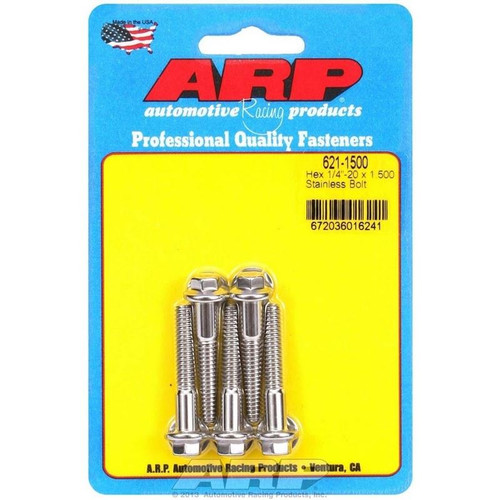 ARP 621-1500 Bolts, 1/4-20 in. Hex, Stainless Steel, Polished, RH Thread, Set of 5