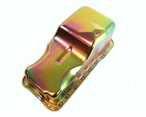 Racing Power Co-Packaged R9532Z Engine Oil Pan, Front Sump, Stock Depth, Steel, Zinc Plated, Small Block Ford, Each