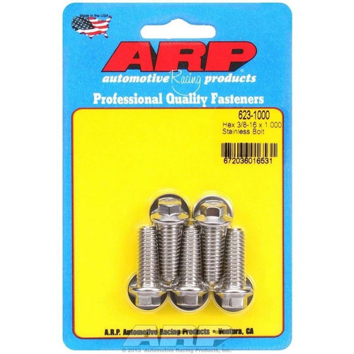 ARP 623-1000 Bolts, 3/8-16 in. Hex, Stainless Steel, Polished, RH Thread, Set of 5