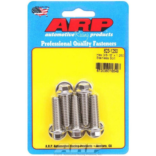 ARP 623-1250 Bolts, 3/8-16 in. Hex, Stainless Steel, Polished, RH Thread, Set of 5