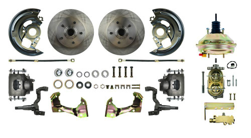 Right Stuff Detailing AFXDC03C Brake System, Power Disc Conversion, Front, 1 Piston Caliper, 11.00 in Rotors, Offset Hat, Iron, Natural, GM X-Body 1962-67, Kit