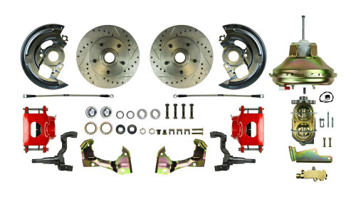 Right Stuff Detailing AFXDC06CZ Brake System, Street Series, Power Disc Conversion, Front, 1 Piston Caliper, 11.00 in Slotted / Drilled / Vented Rotors, Iron, Natural, GM Applications 1967-72, Kit