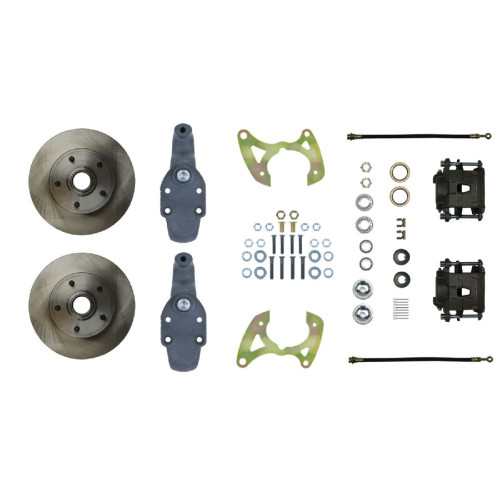 Right Stuff Detailing FSC65WKD Brake System, Street Series, Disc Conversion, Front, 2 in Drop, 1 Piston Calipers, Standard Rotor, Iron, Natural, GM Fullsize Car 1965-70, Kit