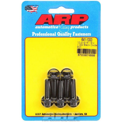 ARP 641-1000 Bolts, 5/16-18 in. 12-Point, Chromoly, Black, RH Thread, Set of 5