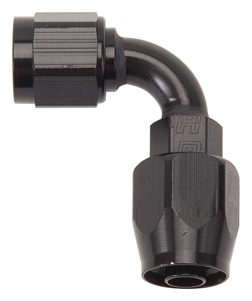 Russell 610195 Fitting, Hose End, Full Flow, 90 Degree, 12 AN Hose to 12 AN Female, Aluminum, Black Anodized, Each