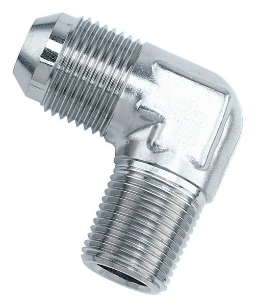 Russell 660792 Fitting, Adapter, 90 Degree, 3 AN Male to 1/8 in NPT Male, Stainless, Zinc Oxide, Each
