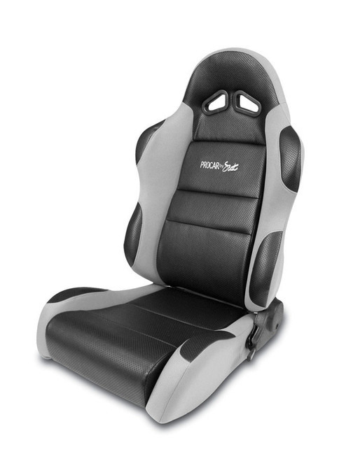 Scat Enterprises 80-1605-62L Seat, Sportsman 1605 Series, Driver Side, Sliders, Reclining, Side Bolsters, Harness Openings, Vinyl / Velour, Black / Gray, Each