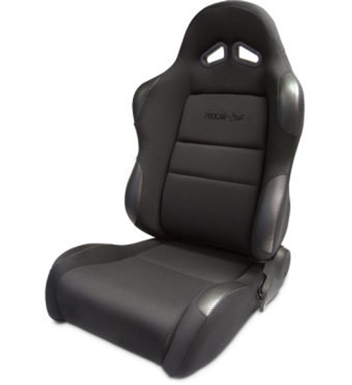 Scat Enterprises 80-1606-61L Seat, Sportsman Suspension 1606 Series, Driver Side, Sliders, Reclining, Side Bolsters, Harness Openings, Velour, Black / Black, Each