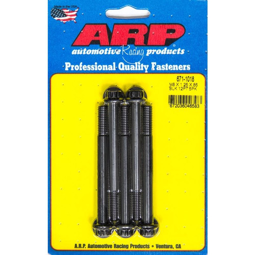 ARP 671-1018 Bolts, M8 x 1.25 12-Point, Chromoly, Black, Thread Direction, Set of 5