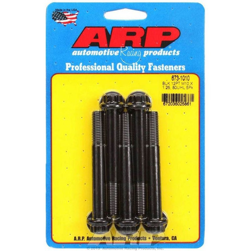 ARP 673-1010 Bolts, M10 x 1.25 12-Point, Chromoly, Black, RH Thread, Set of 5