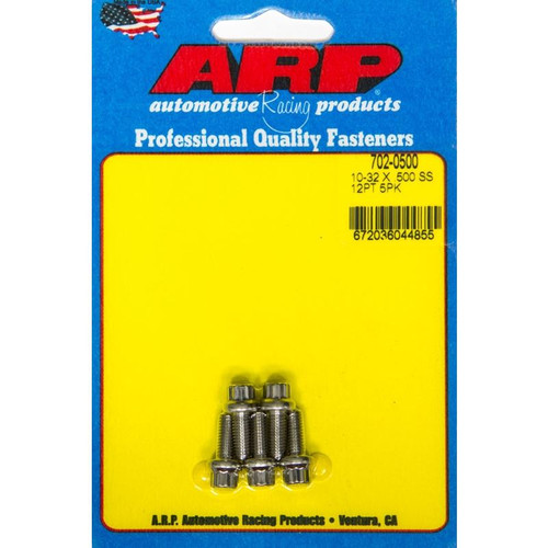 ARP 702-0500 Bolts, 10-32 in. 12-Point, Stainless Steel, Natural, RH Thread, Set of 5