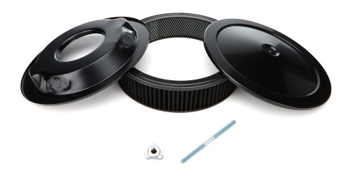 Specialty Products Company 4309BK Air Cleaner Assembly, 14 in Round, 3 in Element, 5-1/8 in Carb Flange, Drop Base, Black Cotton, Steel, Black Paint, Kit