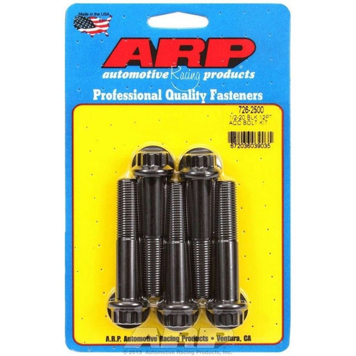 ARP 726-2500 Bolts, 1/2-20 in. 12-Point, Steel, Black, RH Thread, Set of 5