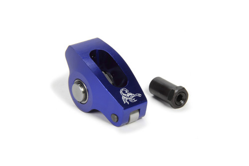 Scorpion Performance 1002-1 Rocker Arm, Race Series, 3/8 in Stud Mount, 1.60 Ratio, Full Roller, Aluminum, Blue Anodized, Small Block Chevy, Each