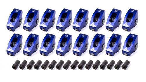 Scorpion Performance 1011 Rocker Arm, Race Series, 7/16 in Stud Mount, 1.50 Ratio, Full Roller, Aluminum, Blue Anodized, Small Block Chevy, Set of 16