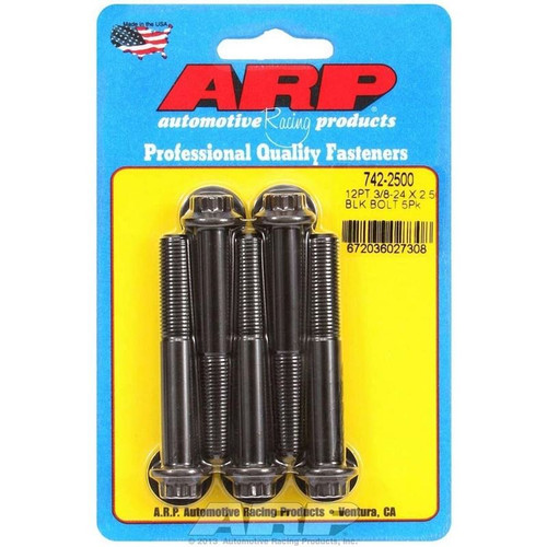 ARP 742-2500 Bolts, 3/8-24 in. 12-Point, Chromoly, Black, RH Thread, Set of 5