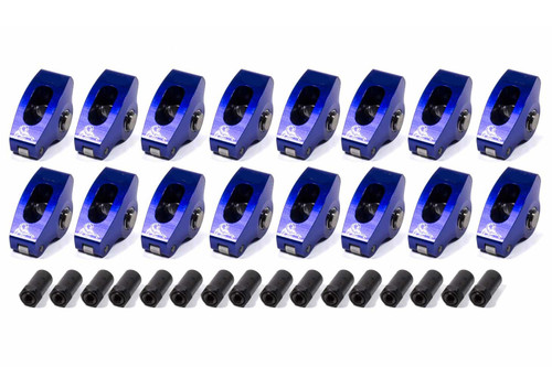 Scorpion Performance 1061 Rocker Arm, Race Series, 7/16 in Stud Mount, 1.65 Ratio, 0.150 in Offset, Full Roller, Aluminum, Blue Anodized, Small Block Ford, Set of 16