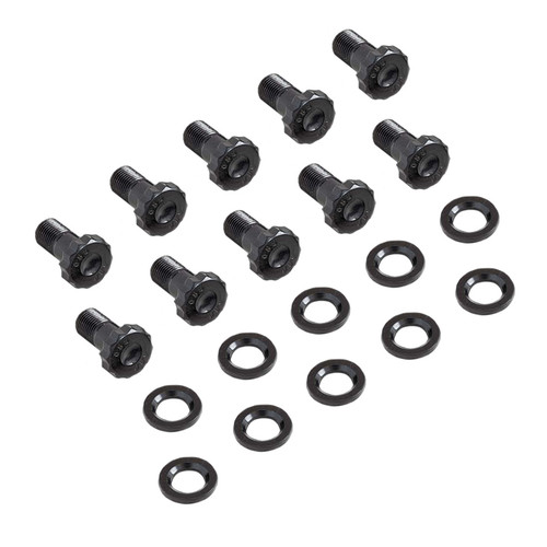 Strange N1976 Differential Ring Gear Bolts, 1/2-20 in Thread, 1.062 in Long, Steel, Black Oxide, Ford 9 in, Set of 10