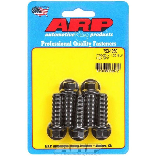 ARP 753-1250 Bolts, 7/16-20 in. Hex, Chromoly, Black, RH Thread, Set of 5