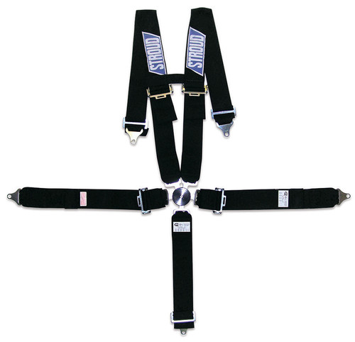 Stroud Safety 2001 Harness, 5 Point, Camlock, SFI 16.1, Pull Down Adjust, Bolt-On / Wrap Around, Individual Harness, Black, Kit