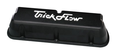 Trick Flow TFS-51411802 Valve Cover, Tall, Trick Flow Logo, Aluminum, Black Powder Coat, Small Block Ford, Pair
