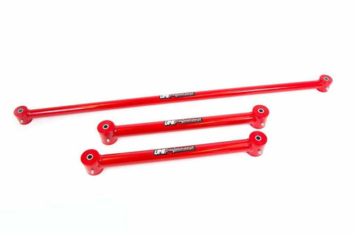 Umi Performance 201520-R Rear Suspension Kit, Tubular, Panhard Bar / Lower Trailing Arms, Steel, Red Powder Coat, GM F-Body 1982-2002, Kit