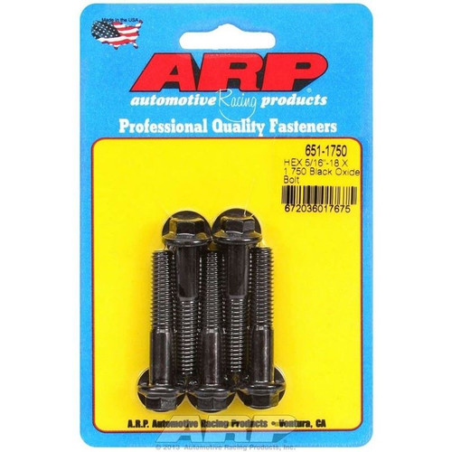 ARP 651-1750 Bolts, 5/16-18 in. Hex, Chromoly, Black, RH Thread, Set of 5