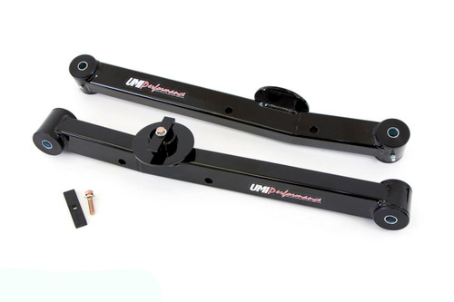 Umi Performance 3655-B Trailing Arm, Tubular, Lower, Polyurethane Bushings, Steel, Black Powder Coat, GM B-Body 1965-70, Kit