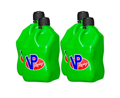 Vp Racing 3562-CA-CASE Utility Jug, 5.5 gal, 10-1/2 x 10-1/2 x 21-1/4 in Tall, O-Ring Seal Cap, Screw-On, Vent, Square, Plastic, Green, Set of 4