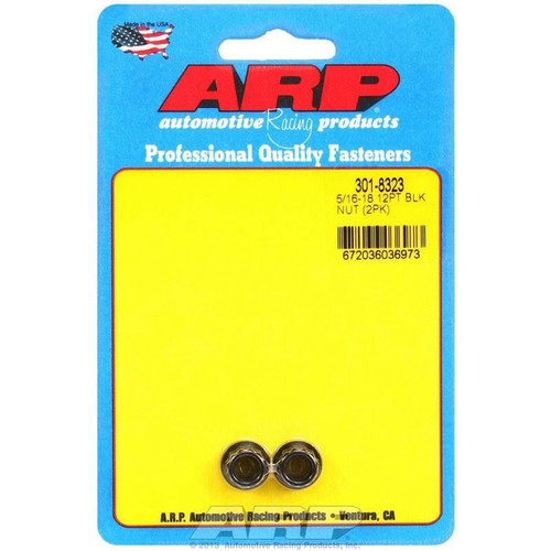 ARP 301-8323 Nuts, 5/16-18 in. RH Thread, 12-Point Head, Steel, Black Oxide, Pair