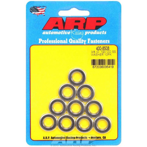 ARP 400-8508 Flat Washers, 3/8 in. ID, 0.715 in. OD, 0.120 in. Thick, Stainless Steel, Set of 10