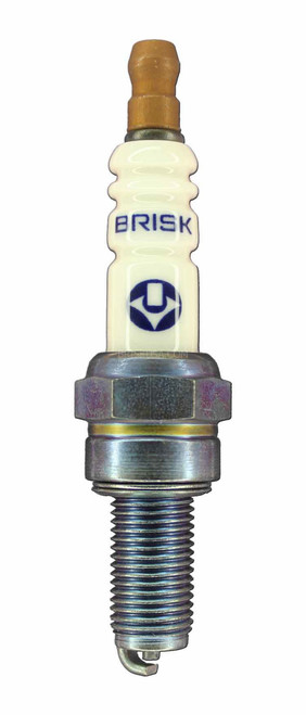 Brisk Racing Spark Plugs AR08S Spark Plug, Silver Racing, 10 mm Thread, 19 mm Reach, Heat Range 8, Gasket Seat, Resistor, Each