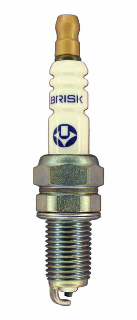 Brisk Racing Spark Plugs BR10YS Spark Plug, Silver Racing, 12 mm Thread, 19 mm Reach, Heat Range 10, Gasket Seat, Resistor, Each