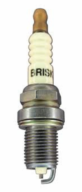 Brisk Racing Spark Plugs D12YS Spark Plug, Silver Racing, 14 mm Thread, 19 mm Reach, Heat Range 12, Gasket Seat, Non-Resistor, Each