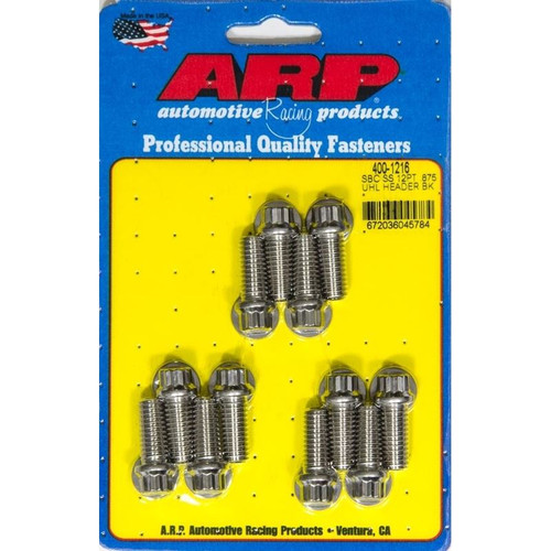 ARP 400-1216 Header Bolts Kit, 3/8-16 in. Thread, 0.875 in. Long, Universal, Set of 12