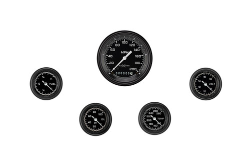Classic Instruments AX100GBLF Gauge Kit, AutoCross, Analog, Fuel / Oil Pressure / Speedometer / Voltmeter / Water Temperature, Full Sweep, Low Step Black Bezel, Flat Lens, 3-3/8 in / 2-1/8 in Diameter, Black / Gray Face, Kit