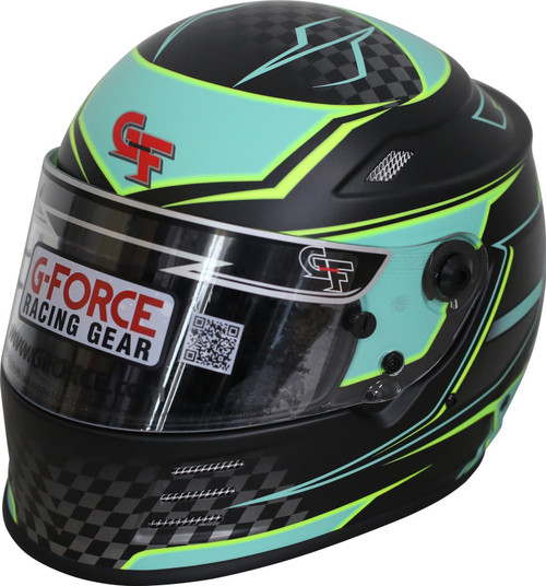 G-Force 13005XXLTL Revo Graphics Helmet, Full Face, Snell SA2020, Head and Neck Support Ready, Black/Teal, 2X-Large, Each