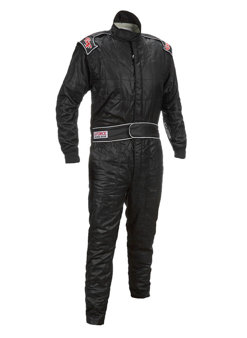 G-Force 35451XLGBK G-Limit Driving Suit, 1-Piece, SFI 3.2A/1, Multiple Layer, Aramid/Nomex, Black, X-Large, Each