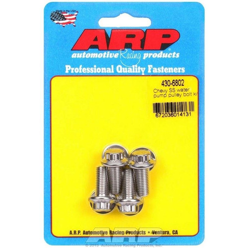 ARP 430-6802 Universal Water Pump Pulley Bolts, 12-Point, Stainless Steel, Set of 4