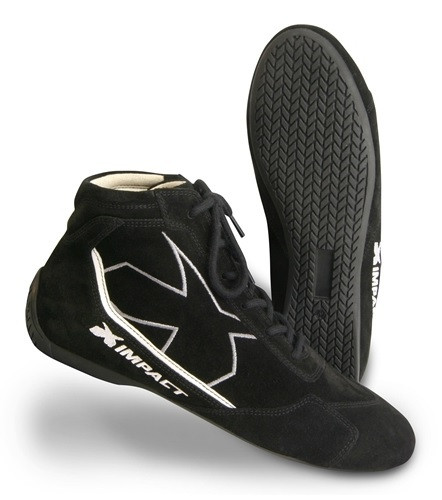 Impact Racing 40010510 Alpha Driving Shoes, Mid-Top, SFI 3.3/5, Suede Outer, Fire Retardant Inner, Black, Size 10-1/2, Pair