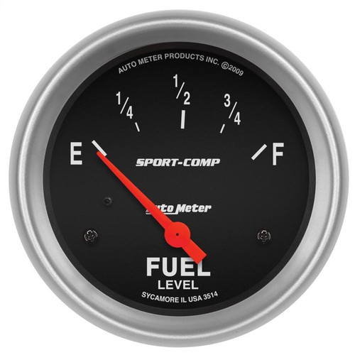 AutoMeter 3514 2-5/8 in. Fuel Level, 0-90 ohms, Air-Core, Sse, Sport Comp Gauge, Black