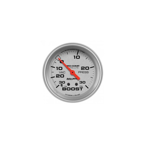 AutoMeter 4403 2-5/8 in. Boost/Vacuum, 30 in. HG/30 PSI, Mechanical, Ultra Lite Gauge, Silver