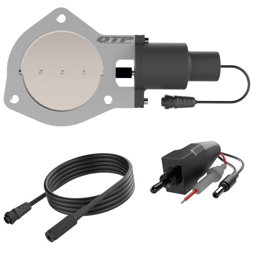 Quick Time Performance QTEC40 Exhaust Cut-Out, Electric, Bolt-On, Single, 3-Bolt, 4 in Pipe Diameter, Switch / Wiring Harness, Aluminum / Stainless, Natural, Kit