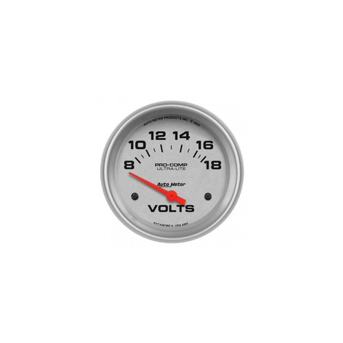 AutoMeter 4491 2-5/8 in. Voltmeter, 8-18V, Air-Core, Ultra Lite Gauge, Silver