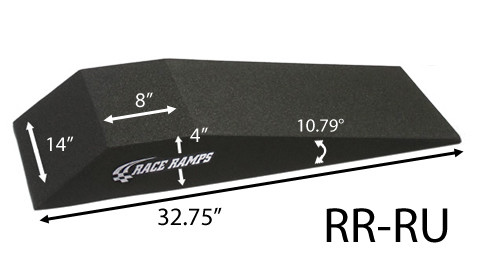 Race Ramps RR-RU Roll Up Ramp, 4 in Lift Height, 32-3/4 in Long, 14 in Wide, 11.9 Degree Incline, 1500 lb Capacity, Pair